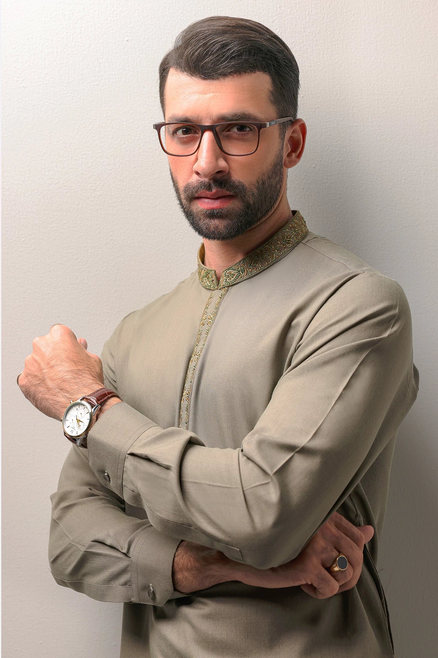Green Hand Embroidered Luxury Kurta Pyjama