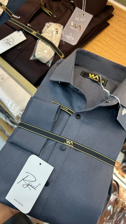 Wasim Akram Steel Grey Kameez Shalwar