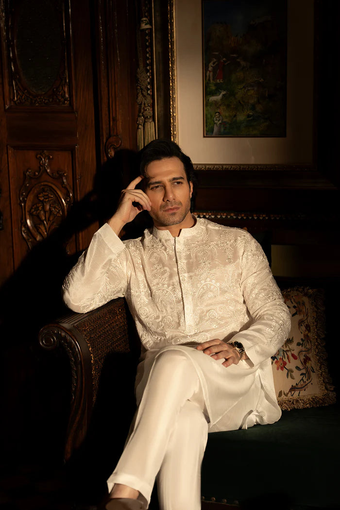 Milky White Kurta Pyjama