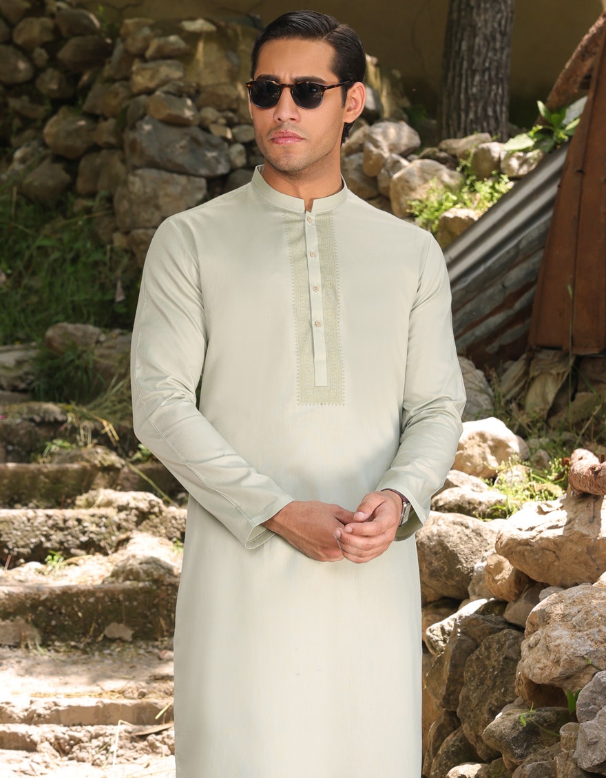 Green Cotton Kurta Pyjama