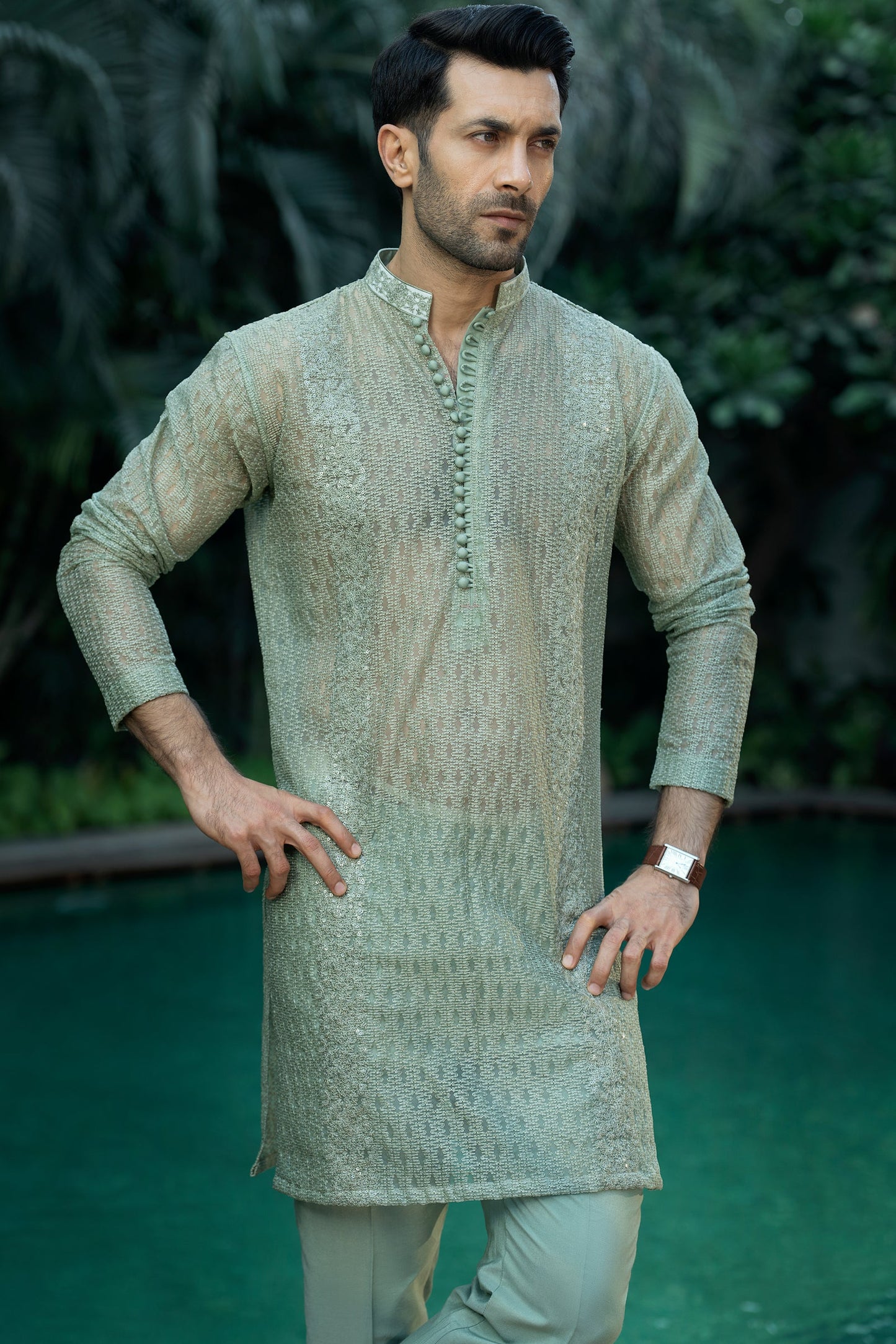 Pistachio Organza Kurta Pyjama