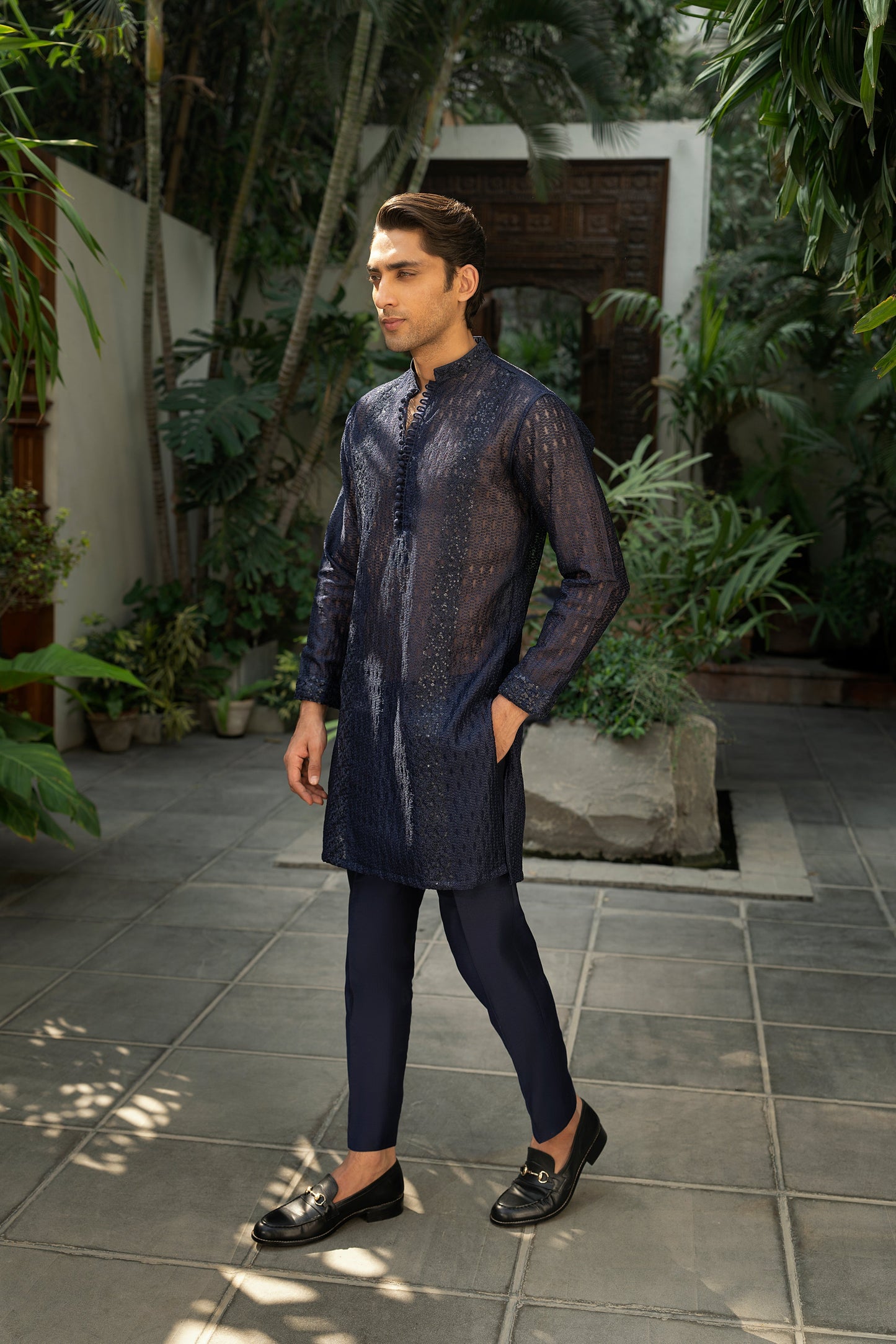 Blue Organza Kurta Pyjama