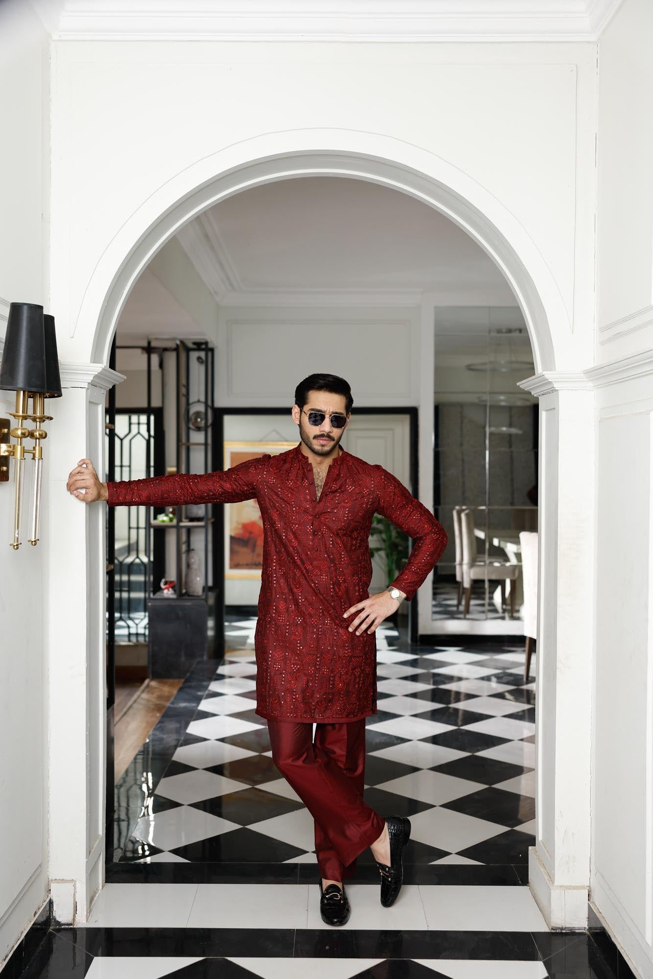 Maroon Shahkaar Kurta Pyjama