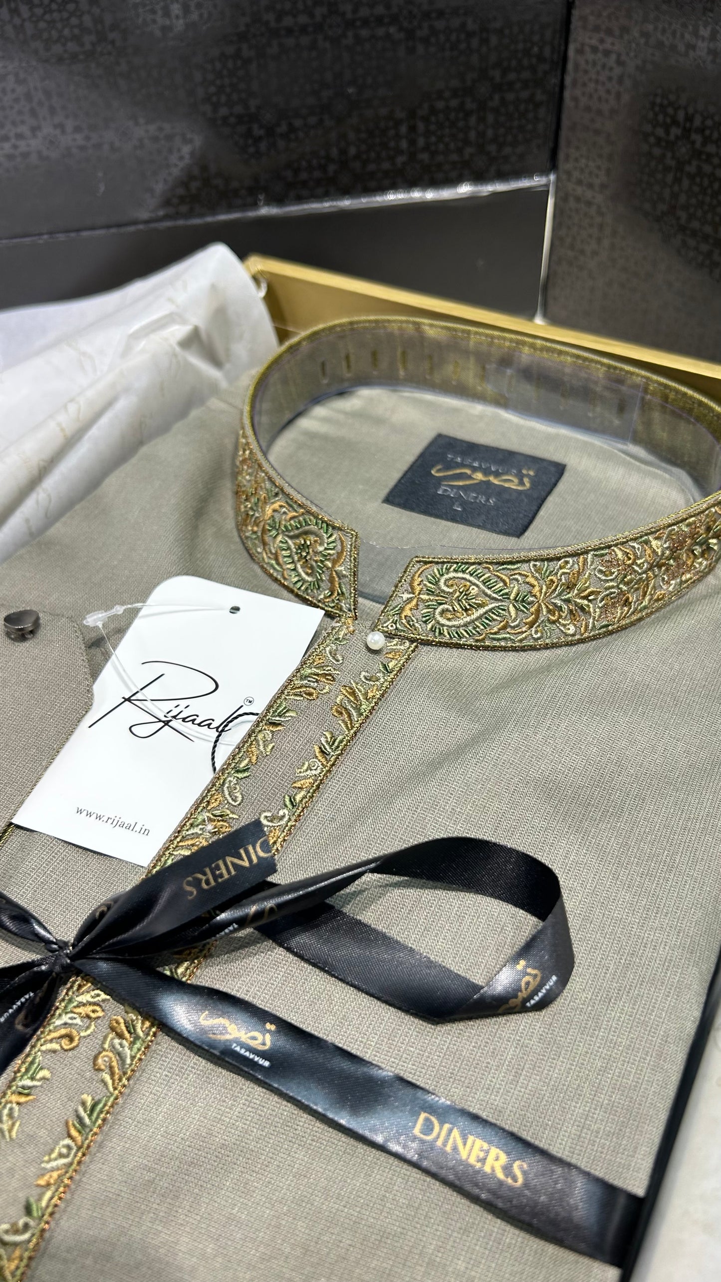 Green Hand Embroidered Luxury Kurta Pyjama