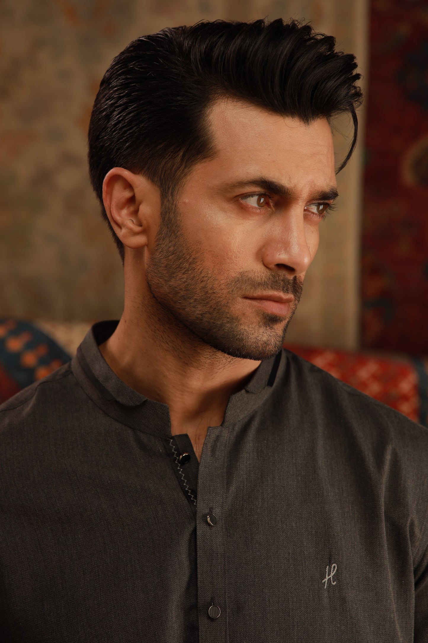 Charcoal Grey Kurta Pyjama