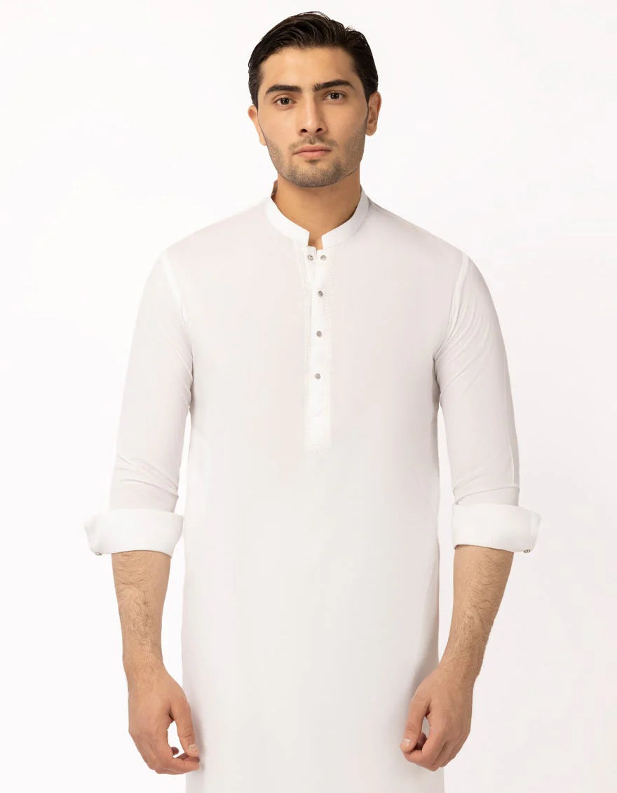 Pristine White Premium Embroidered Kameez Shalwar