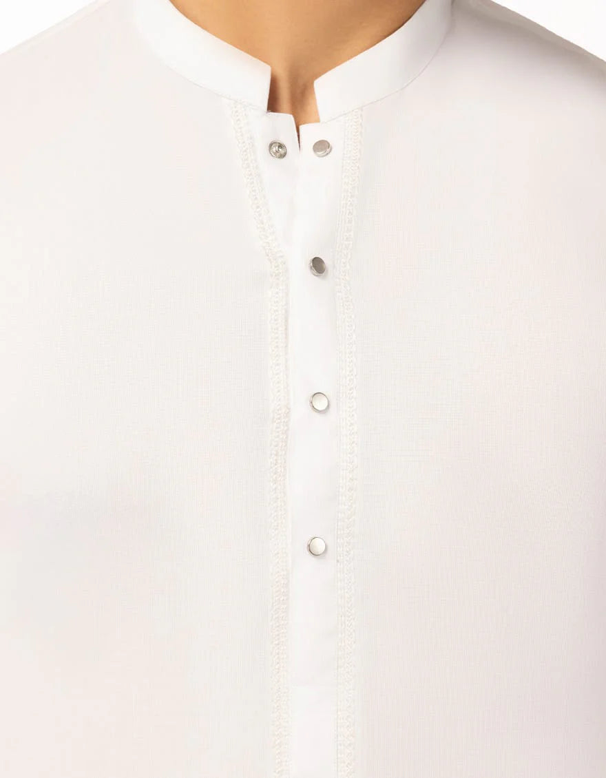 Pristine White Premium Embroidered Kameez Shalwar