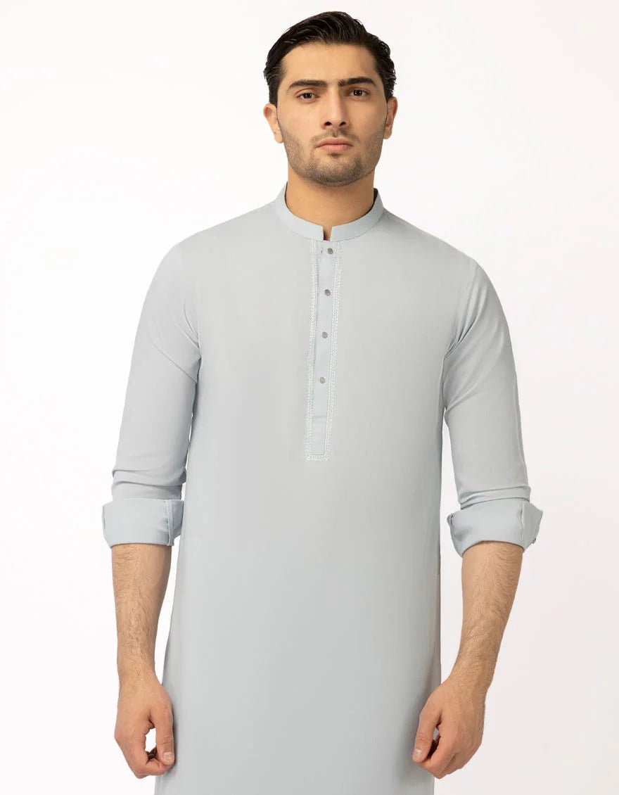 Sky Blue Premium Embroidered Kameez Shalwar