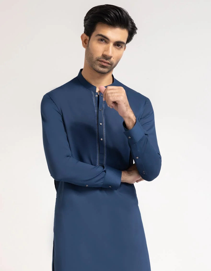 Dark Blue Premium Embroidered Kameez Shalwar
