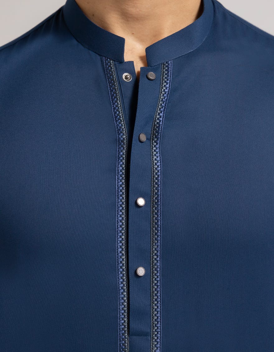 Dark Blue Premium Embroidered Kameez Shalwar