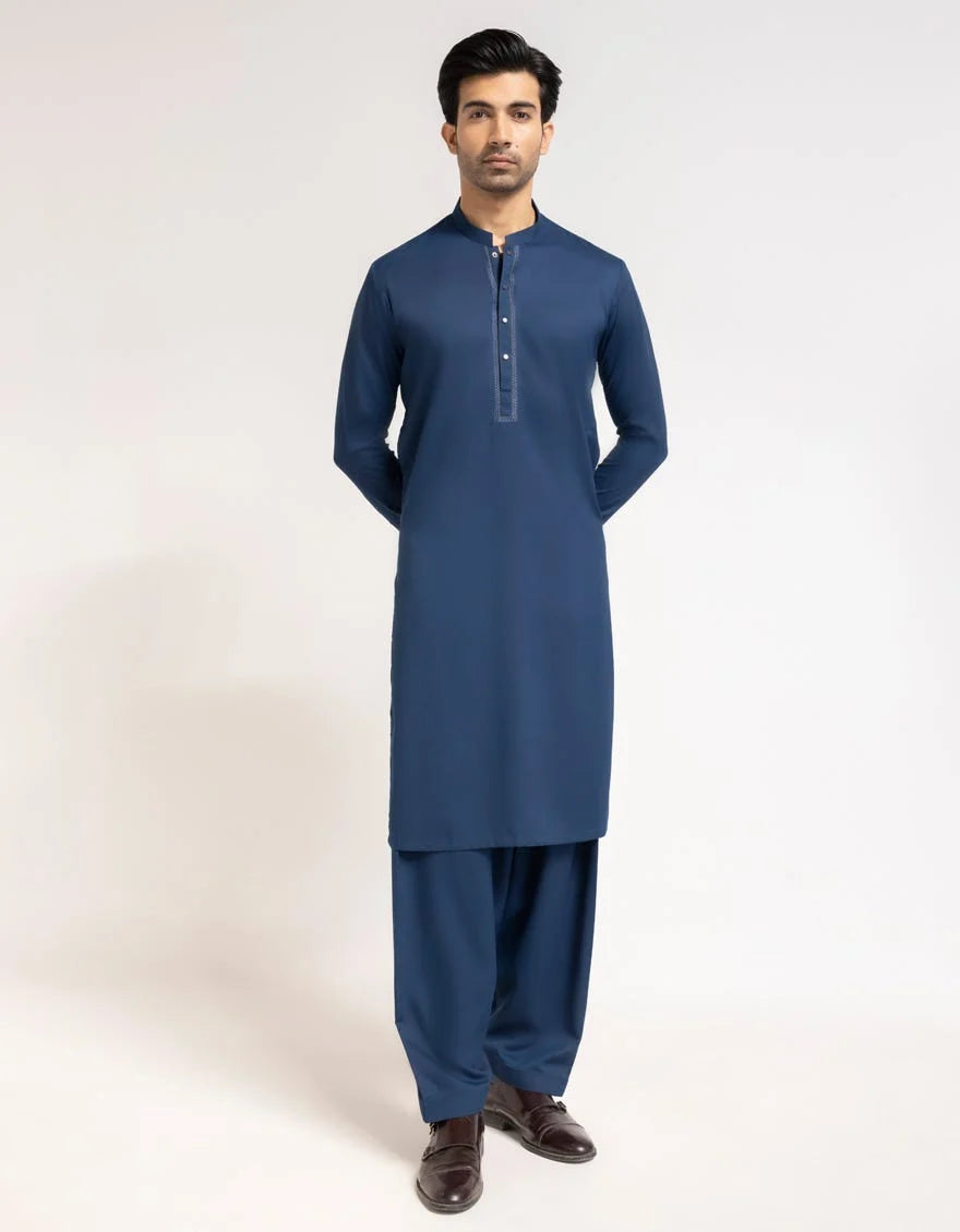 Dark Blue Premium Embroidered Kameez Shalwar