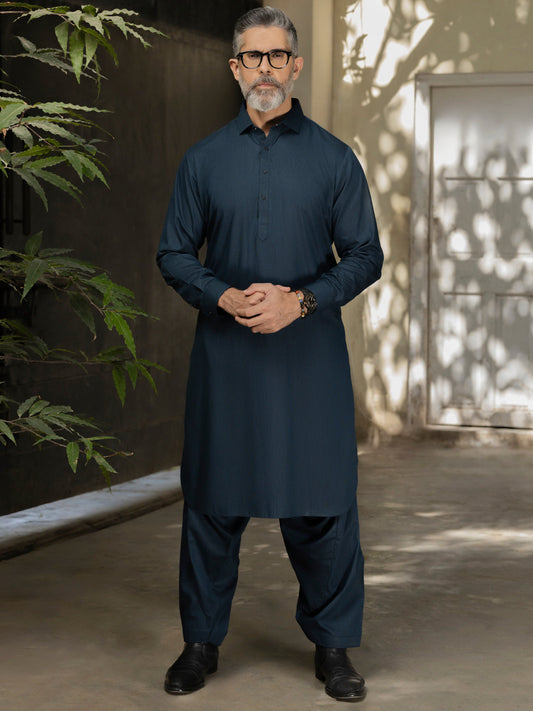 Wasim Akram Blue Kameez Shalwar