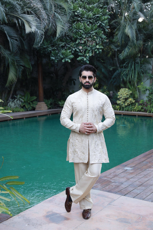 Beige Saahib Kurta Pyjama
