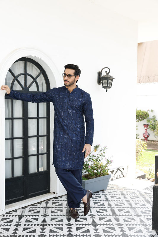 Blue Shahkaar Kurta Pyjama