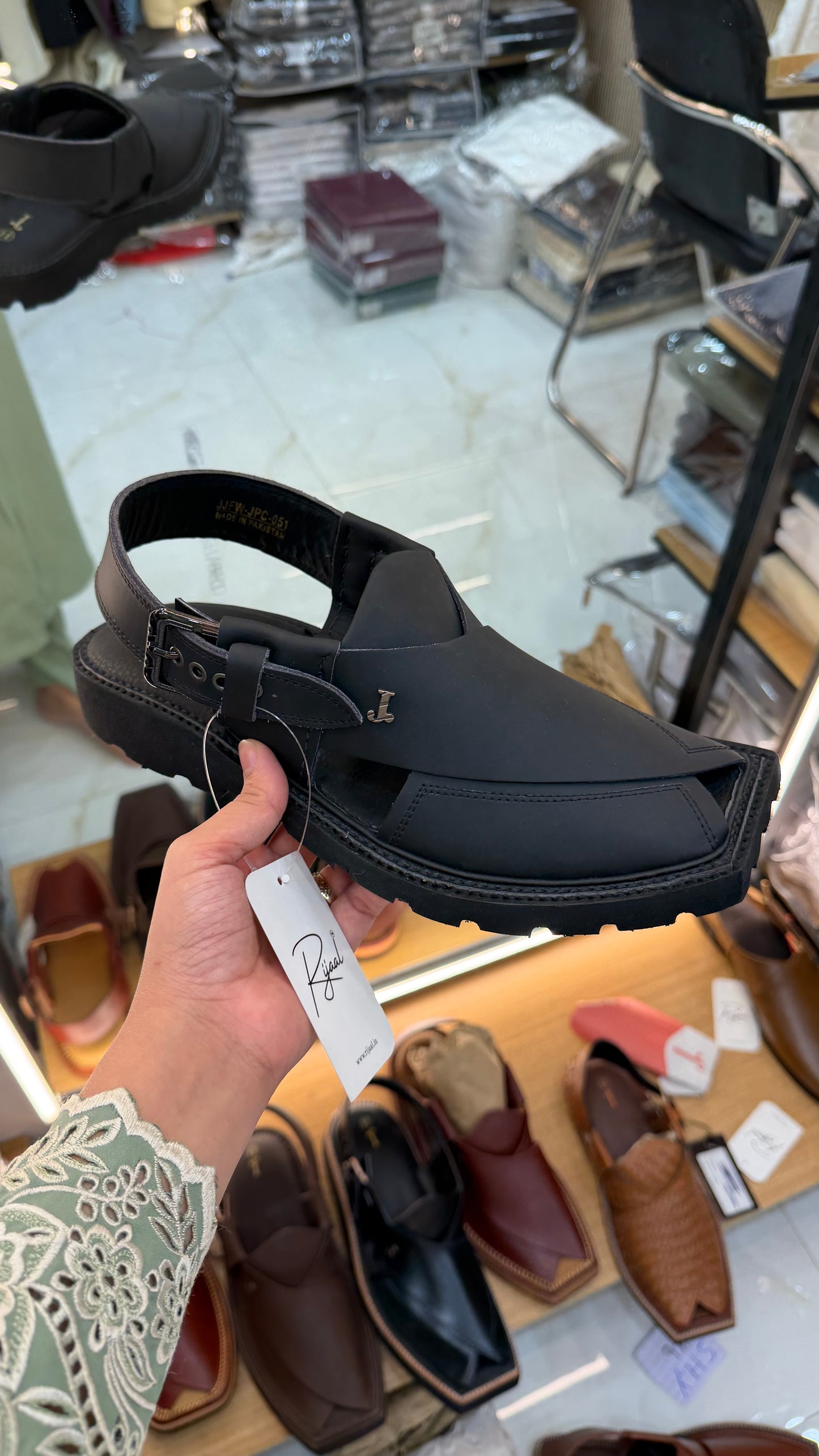 Matte Black Peshawri Sandals