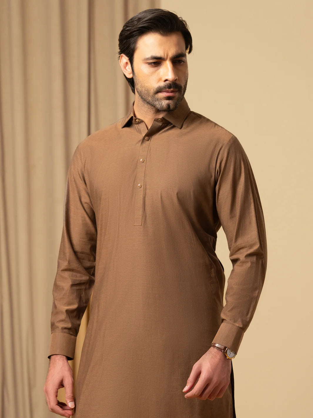 Wasim Akram Rust Luxury Cotton Kameez Shalwar
