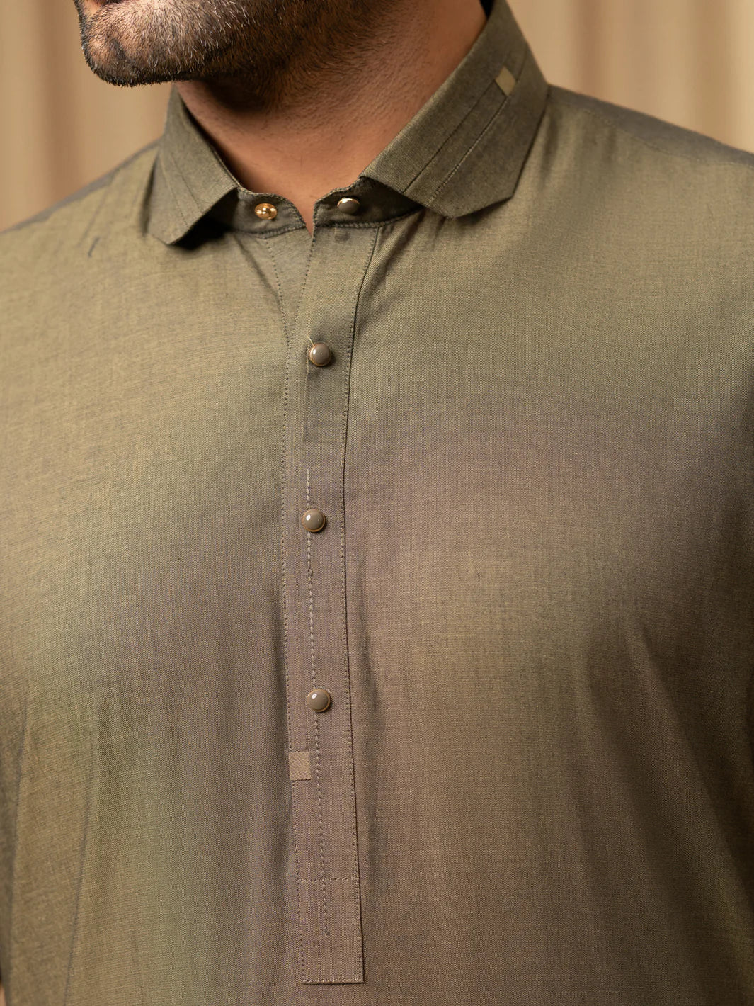 Wasim Akram Olive Green Luxury Fine Cotton Kameez Shalwar