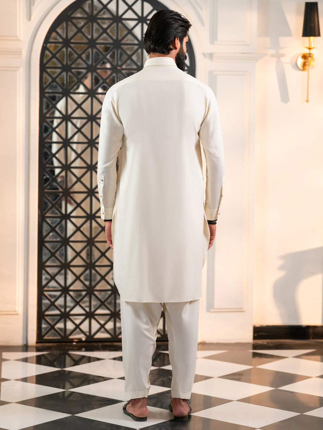 Wasim Akram Off White Limited Edition Blended Kameez Shalwar