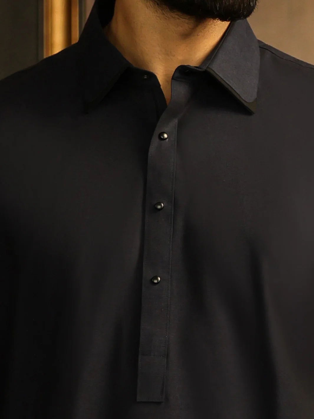 Wasim Akram Navy Limited Edition Blended Kameez Shalwar