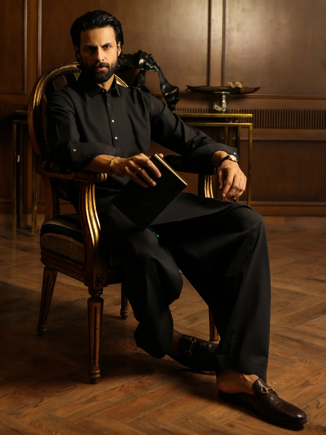 Wasim Akram Black Limited Edition Blended Kameez Shalwar