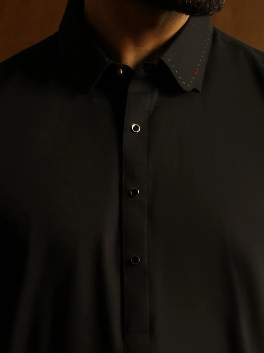 Wasim Akram Black Limited Edition Blended Kameez Shalwar