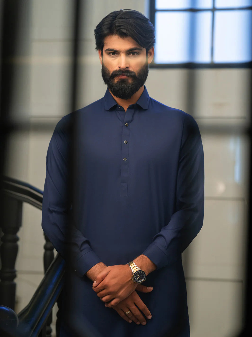 Wasim Akram Blue Limited Edition Blended Kameez Shalwar