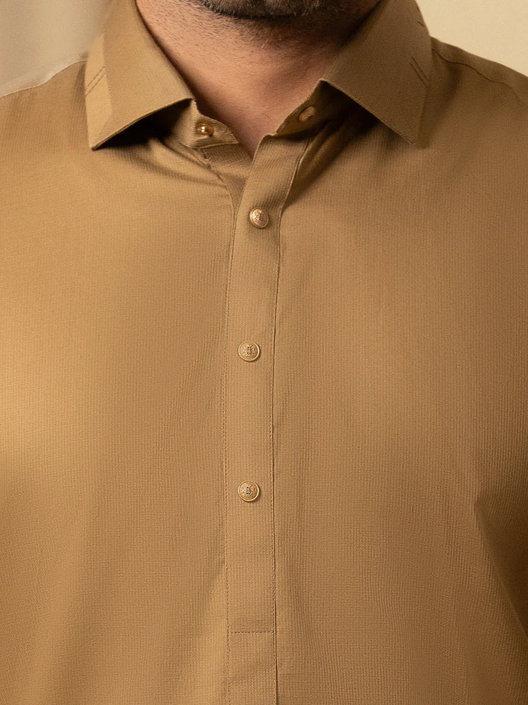 Wasim Akram Light Brown Luxury Fine Cotton Kameez Shalwar
