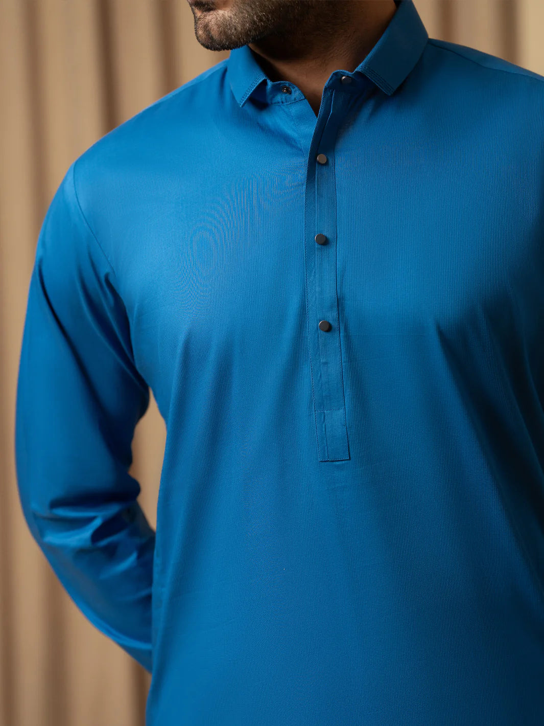 Wasim Akram Blue Luxury Fine Cotton Kameez Shalwar
