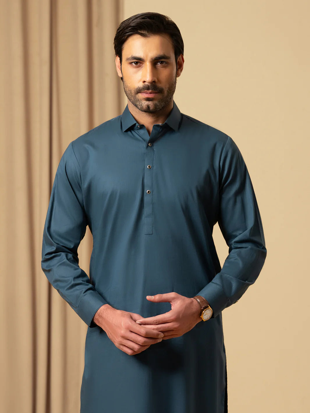 Wasim Akram Dark Teal Luxury Fine Cotton Kameez Shalwar