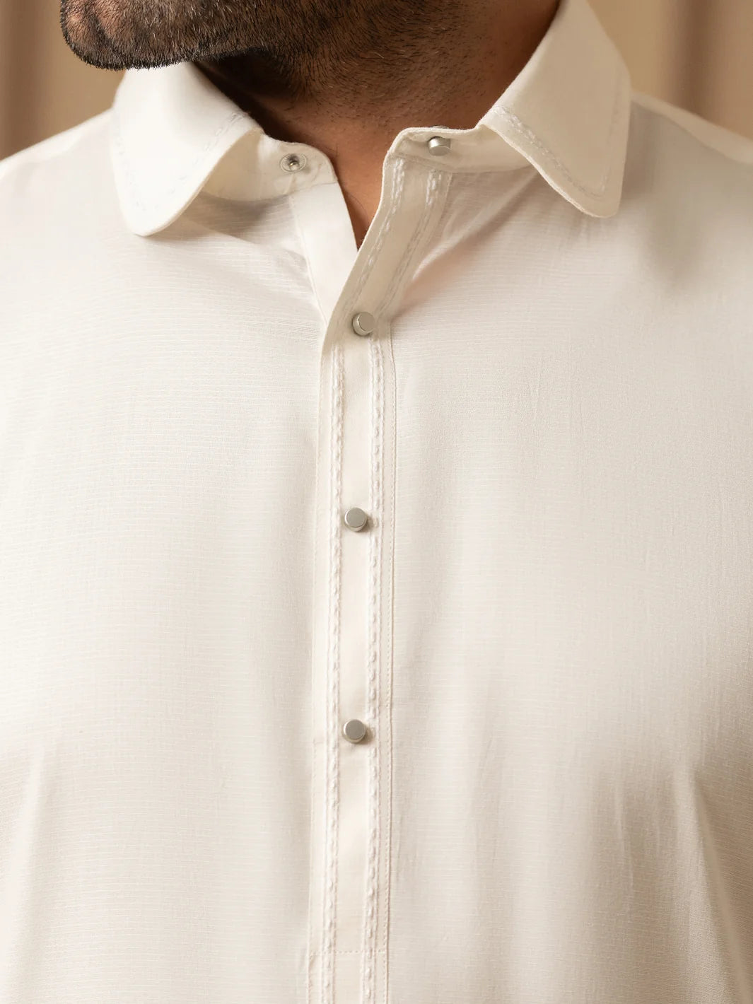 Wasim Akram Off White Luxury Cotton Kameez Shalwar