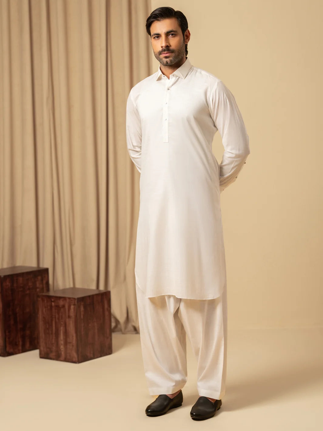 Wasim Akram Pure White Luxury Cotton Kameez Shalwar