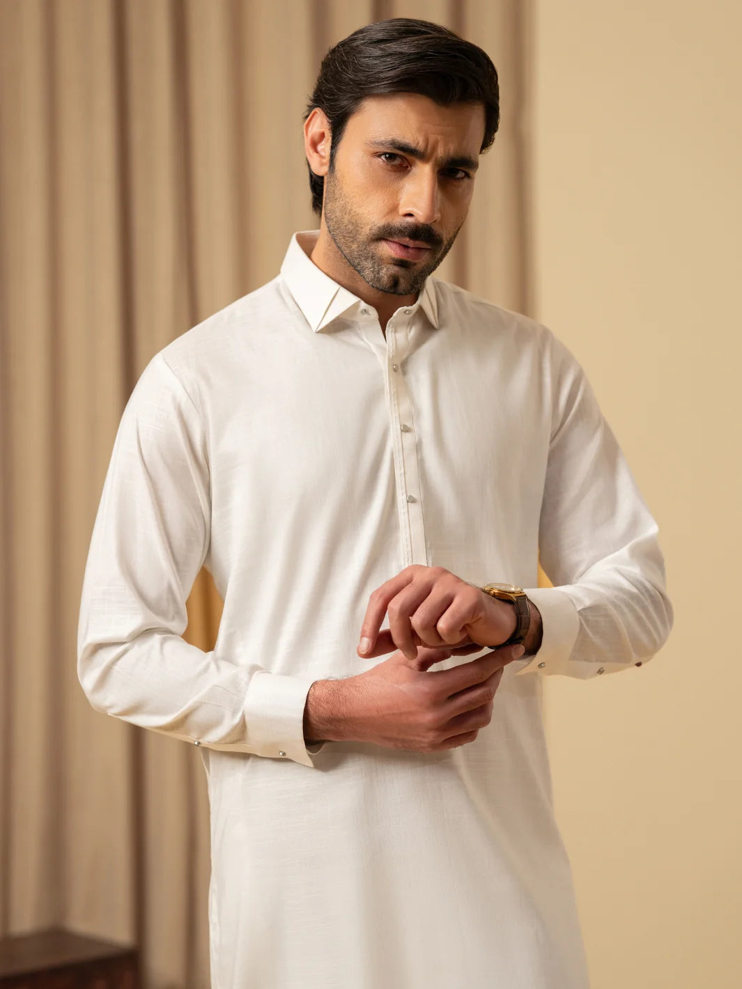 Wasim Akram Pure White Luxury Cotton Kameez Shalwar