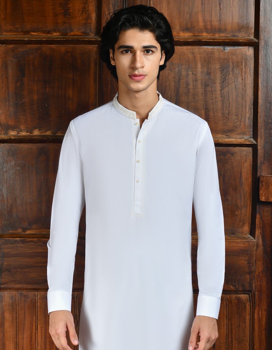 White Embroidered Kurta Pyjama