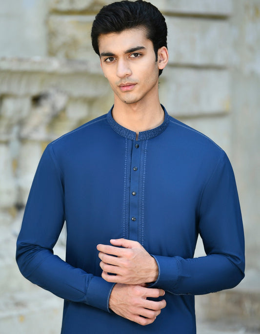 Royal Blue Cotton Kurta Pyjama