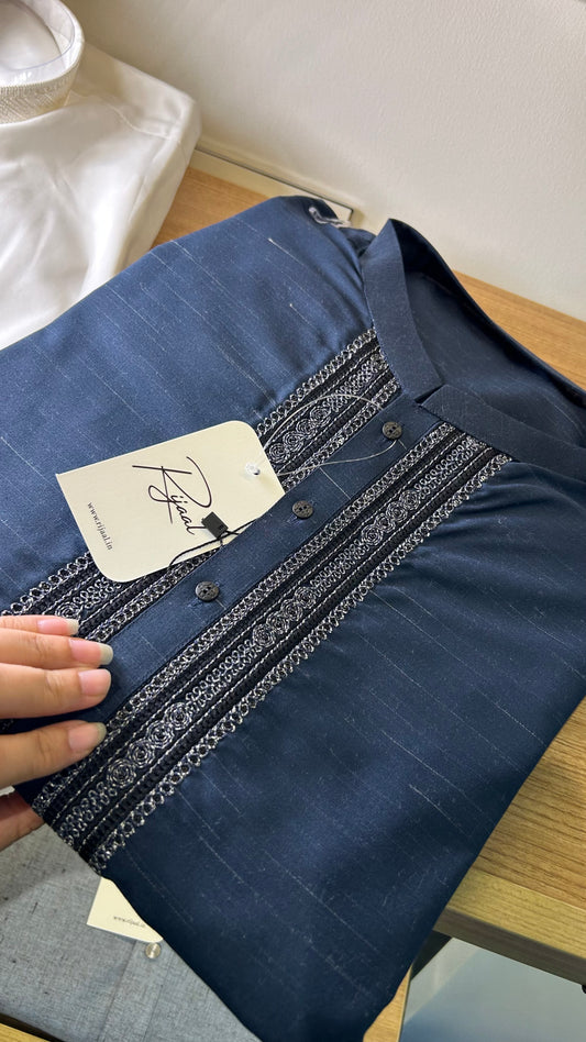 Blue Blended Kurta Pyjama