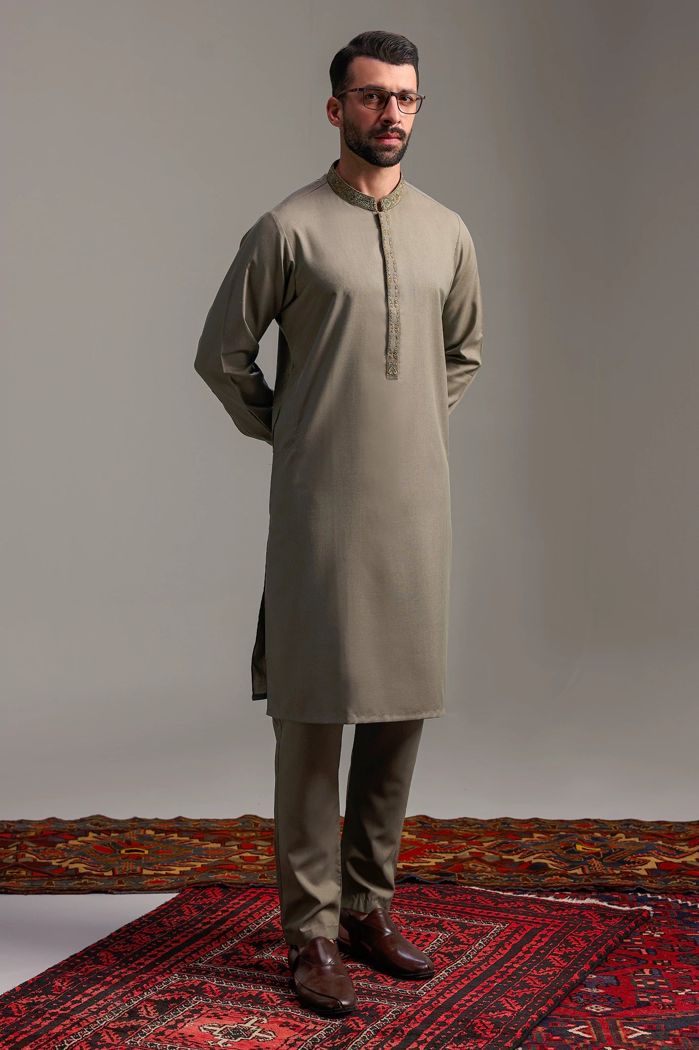 Green Hand Embroidered Luxury Kurta Pyjama