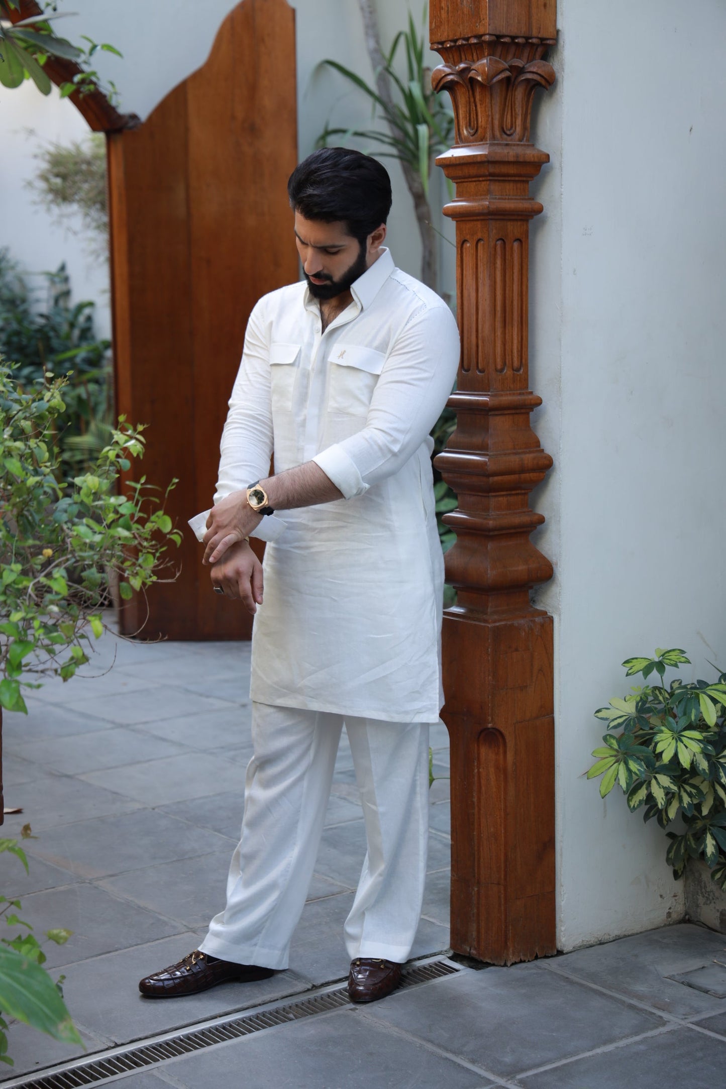 White Linen Kurta Pyjama