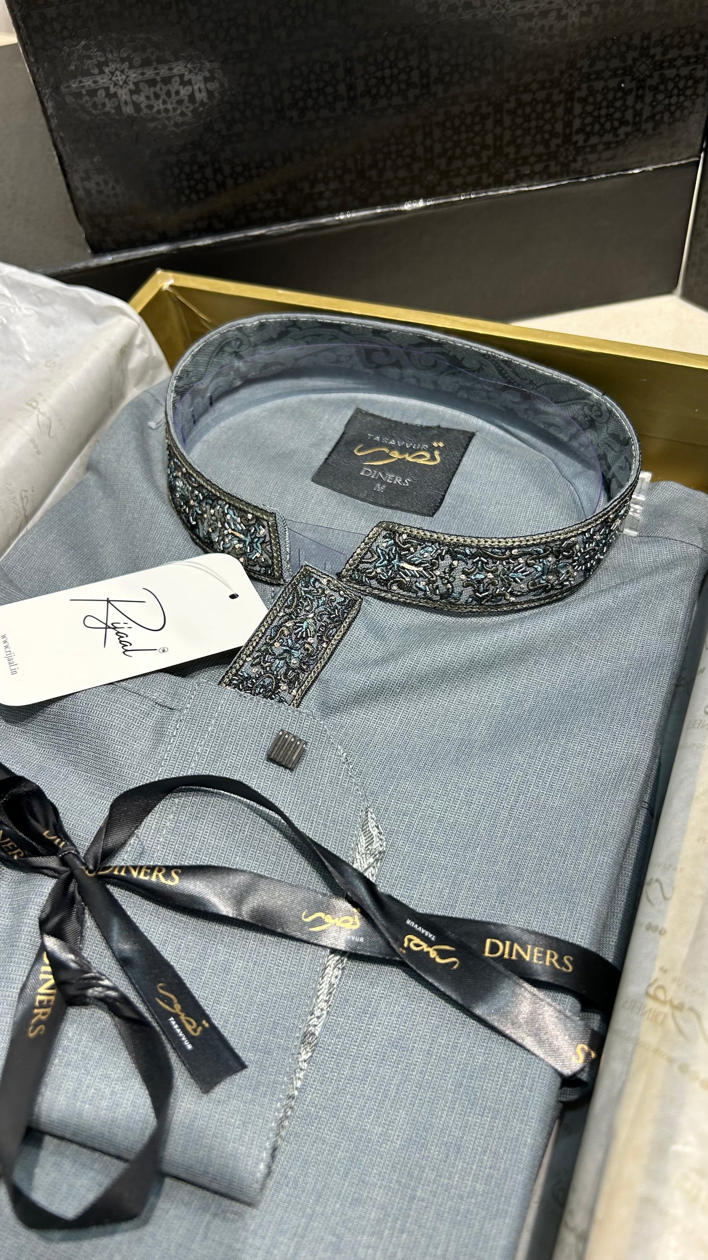 Dark Grey Hand Embroidered Luxury Kameez Shalwar
