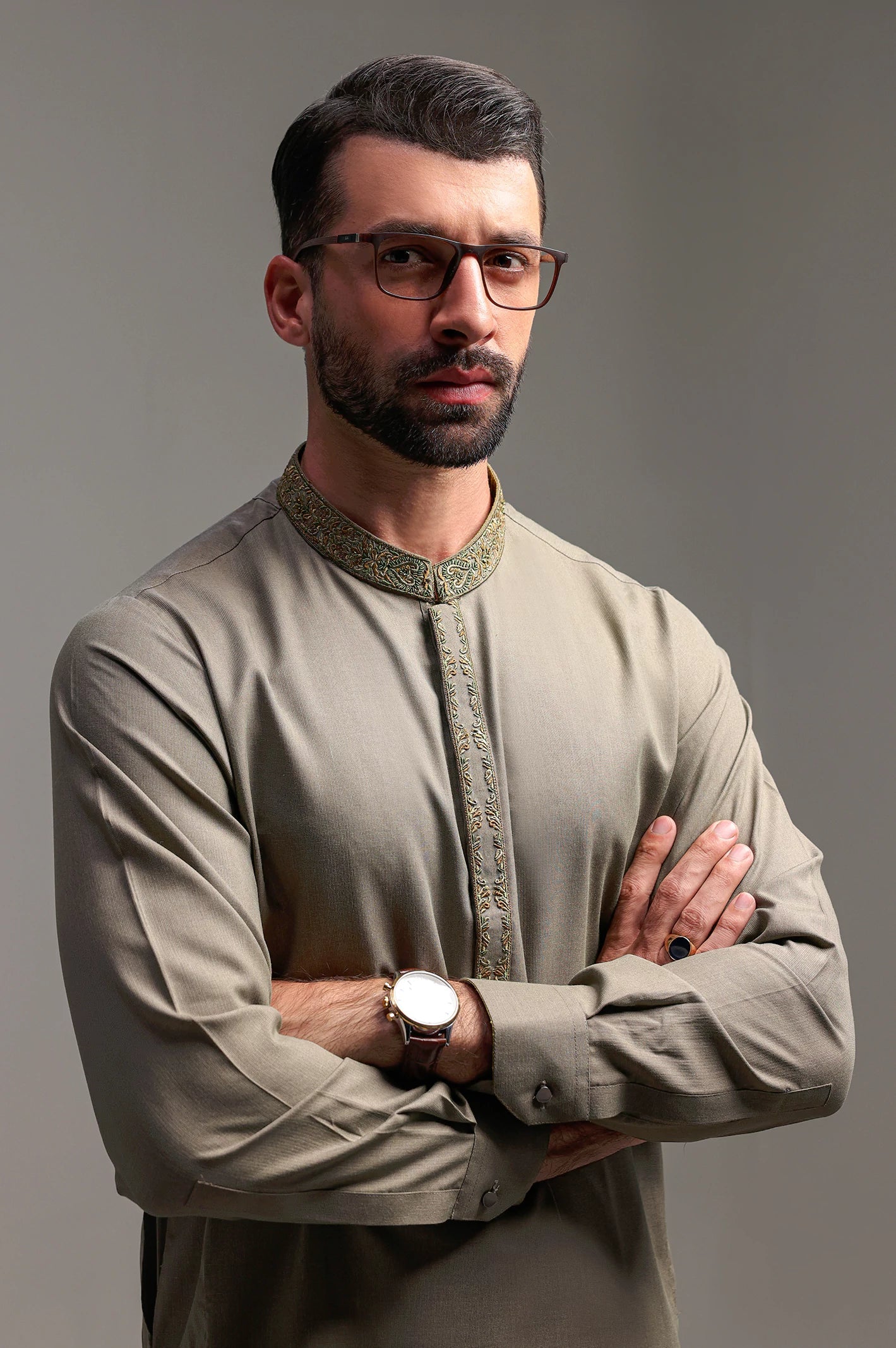 Green Hand Embroidered Luxury Kurta Pyjama