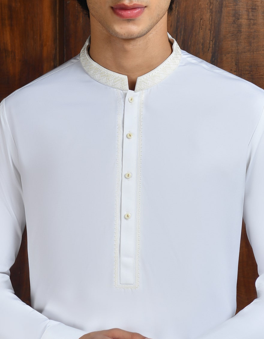 White Embroidered Kurta Pyjama