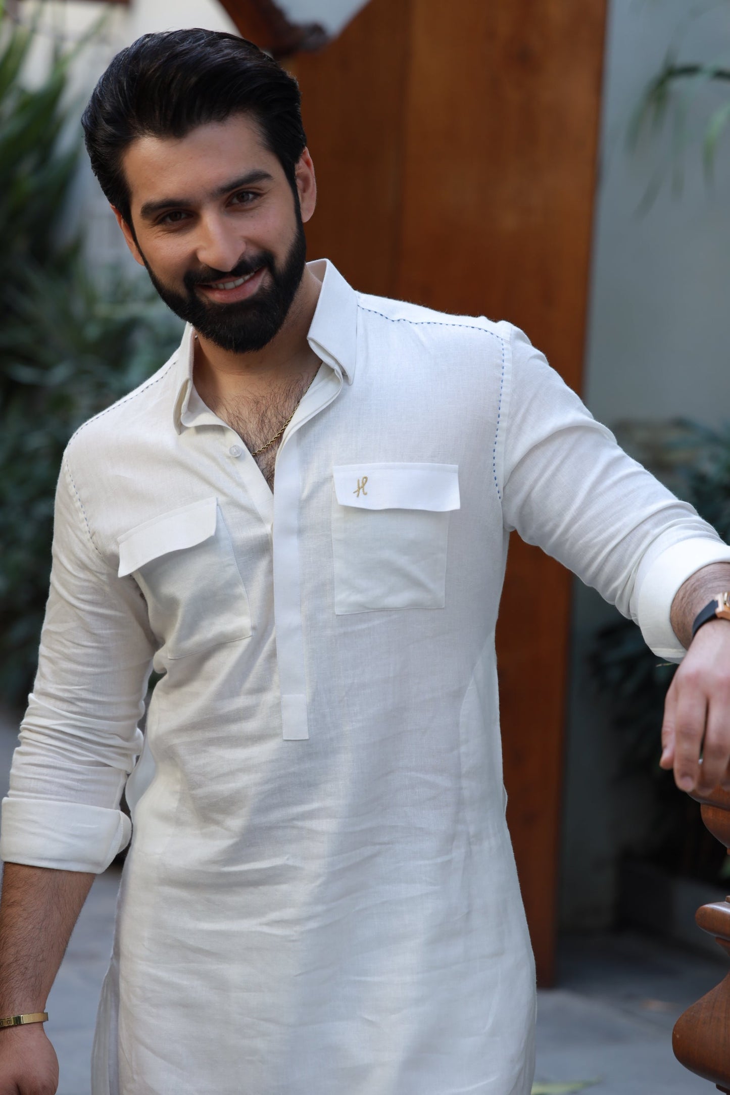 White Linen Kurta Pyjama