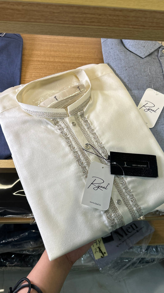Off White Embroidered Kameez Shalwar