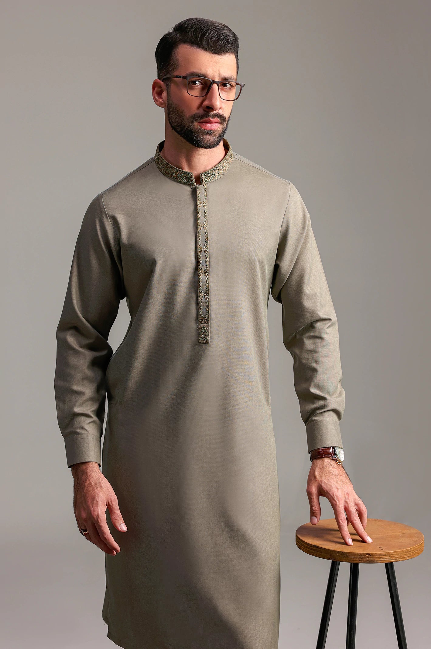 Green Hand Embroidered Luxury Kurta Pyjama