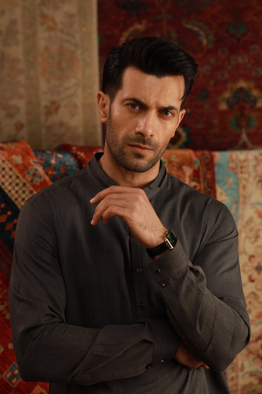 Charcoal Grey Kurta Pyjama