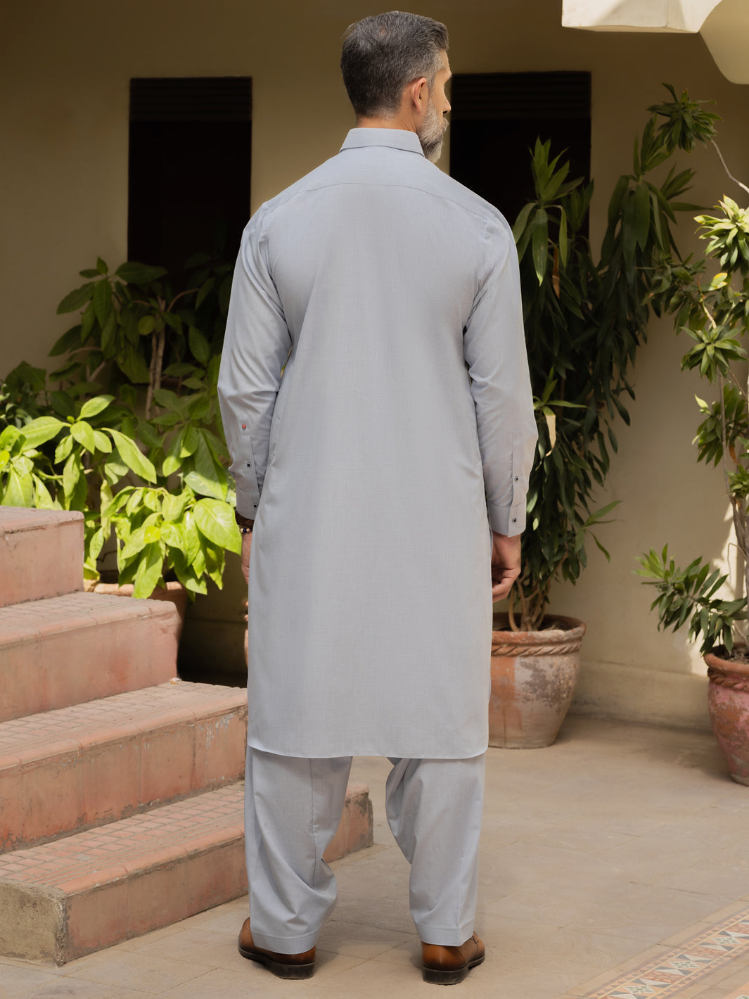 Wasim Akram Sky Blue Kameez Shalwar