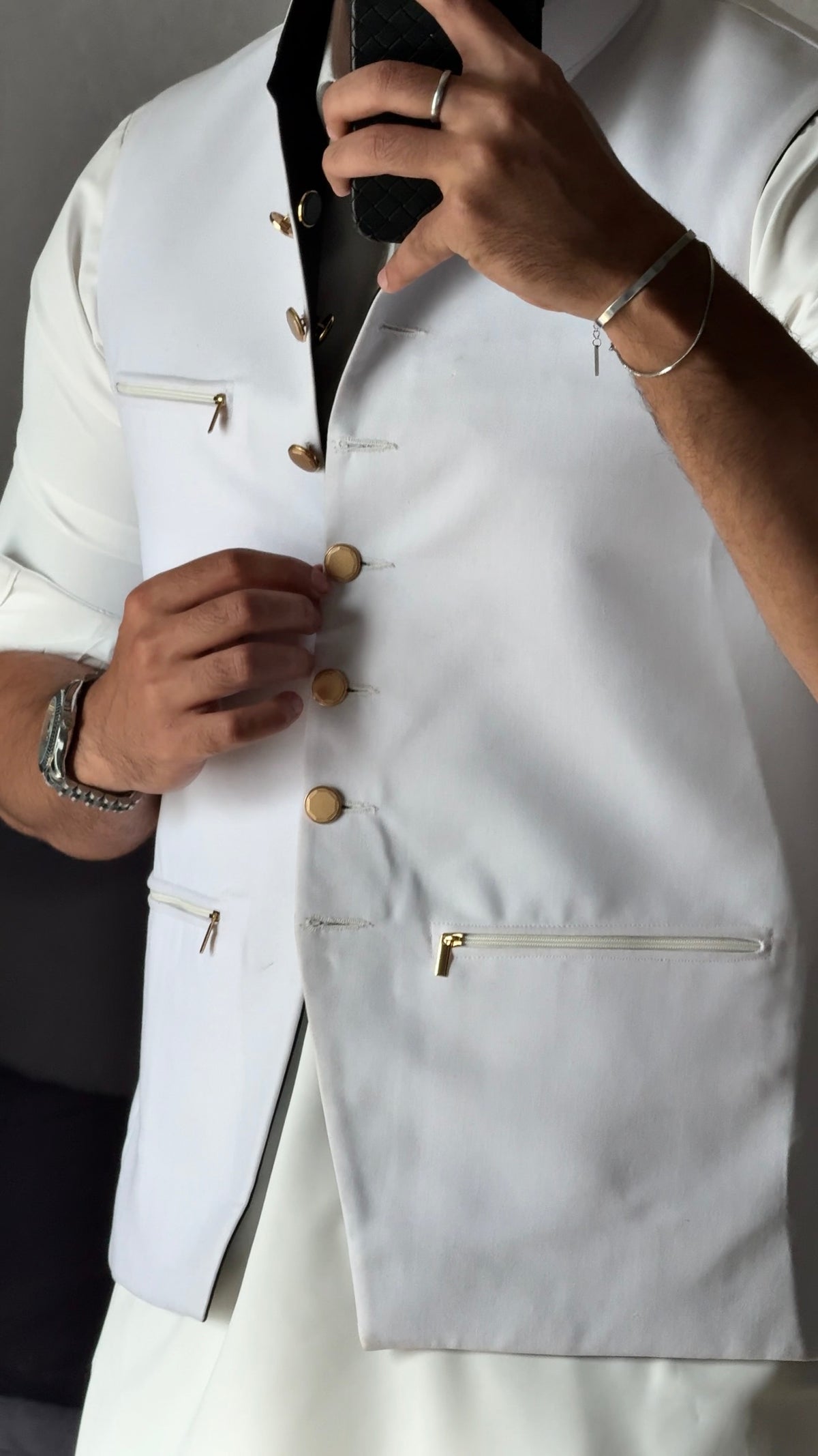 Sahib Signature Black & White Reversible Waistcoat