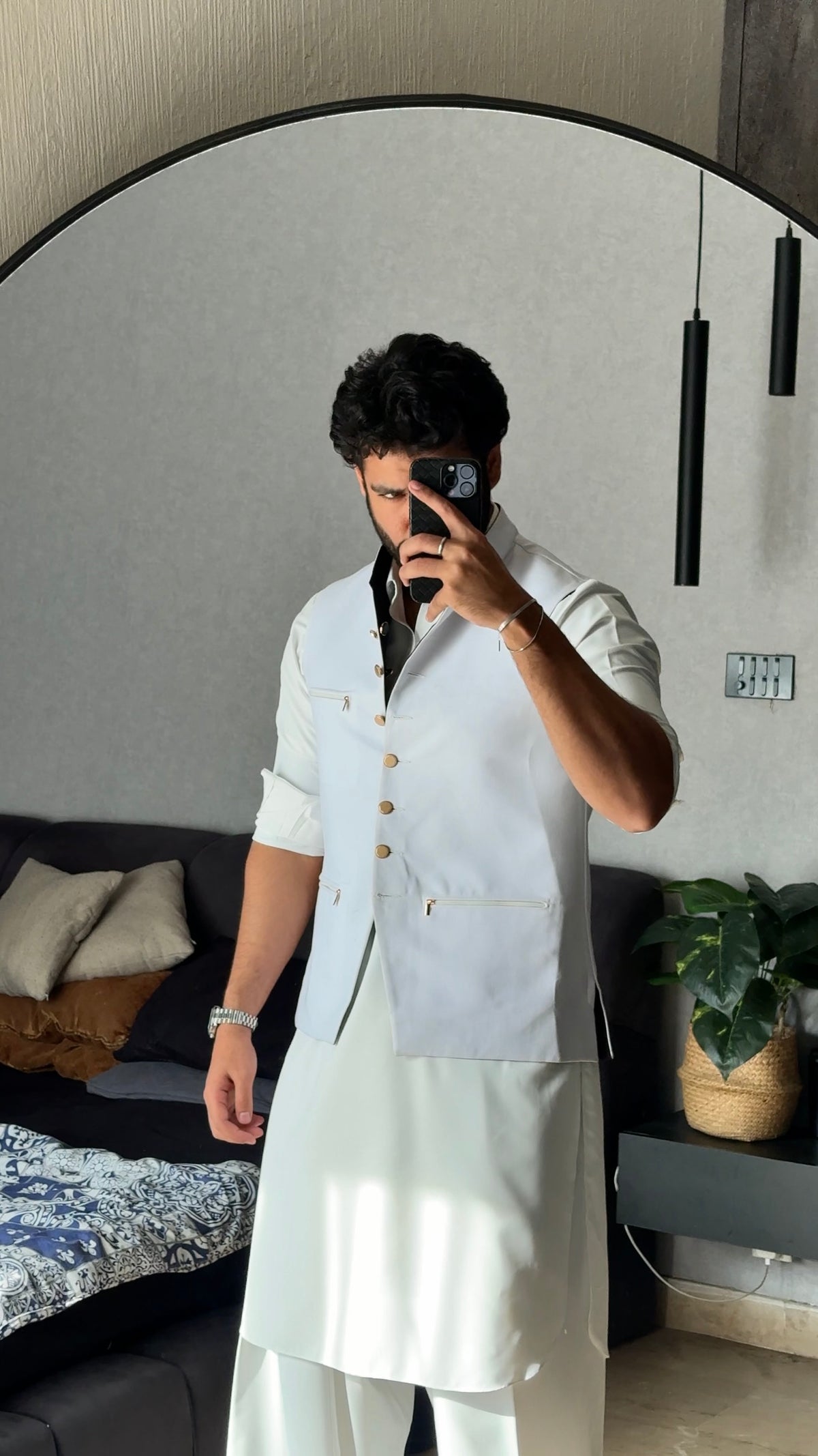 Sahib Signature Black & White Reversible Waistcoat