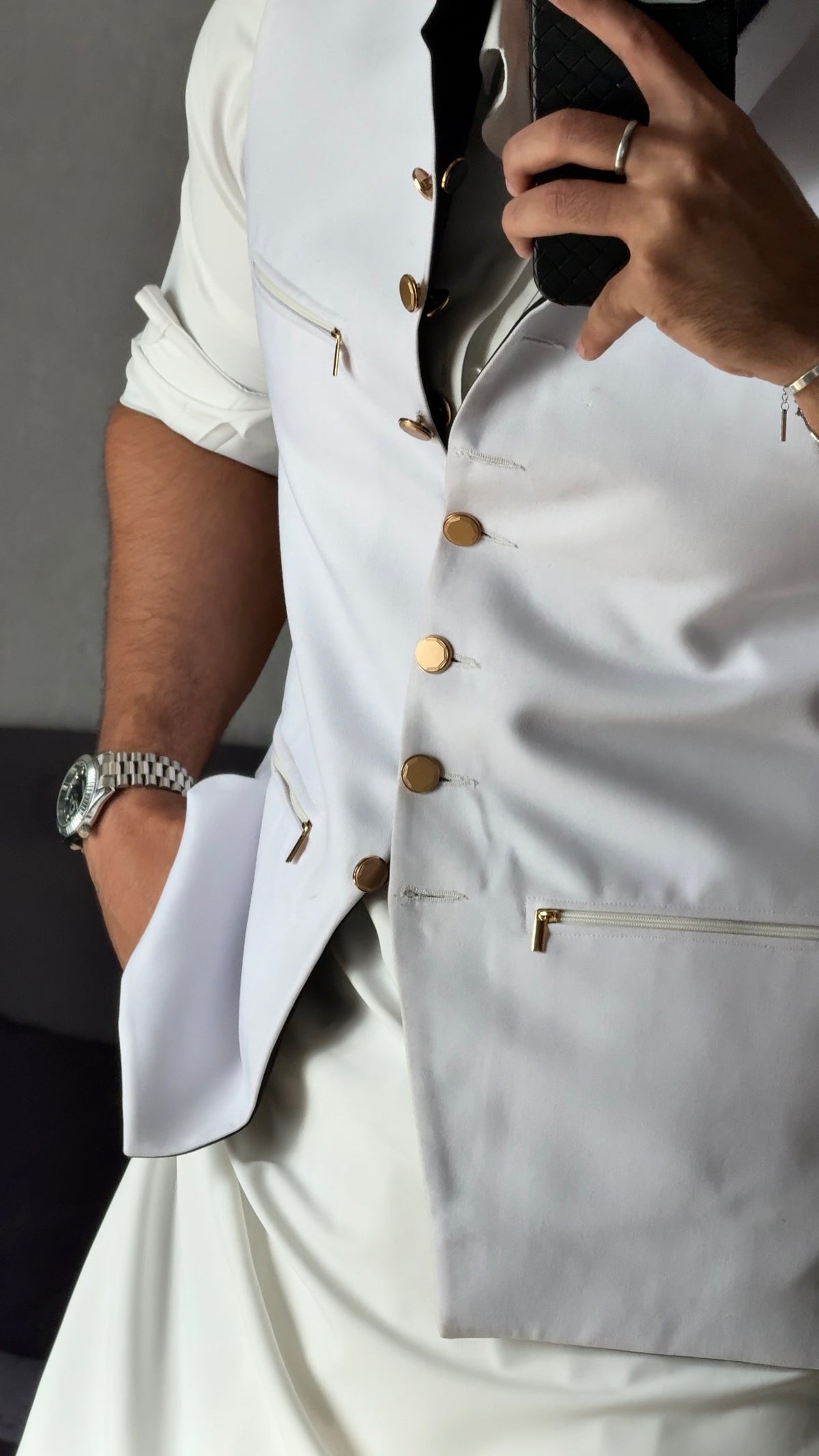 Sahib Signature Black & White Reversible Waistcoat