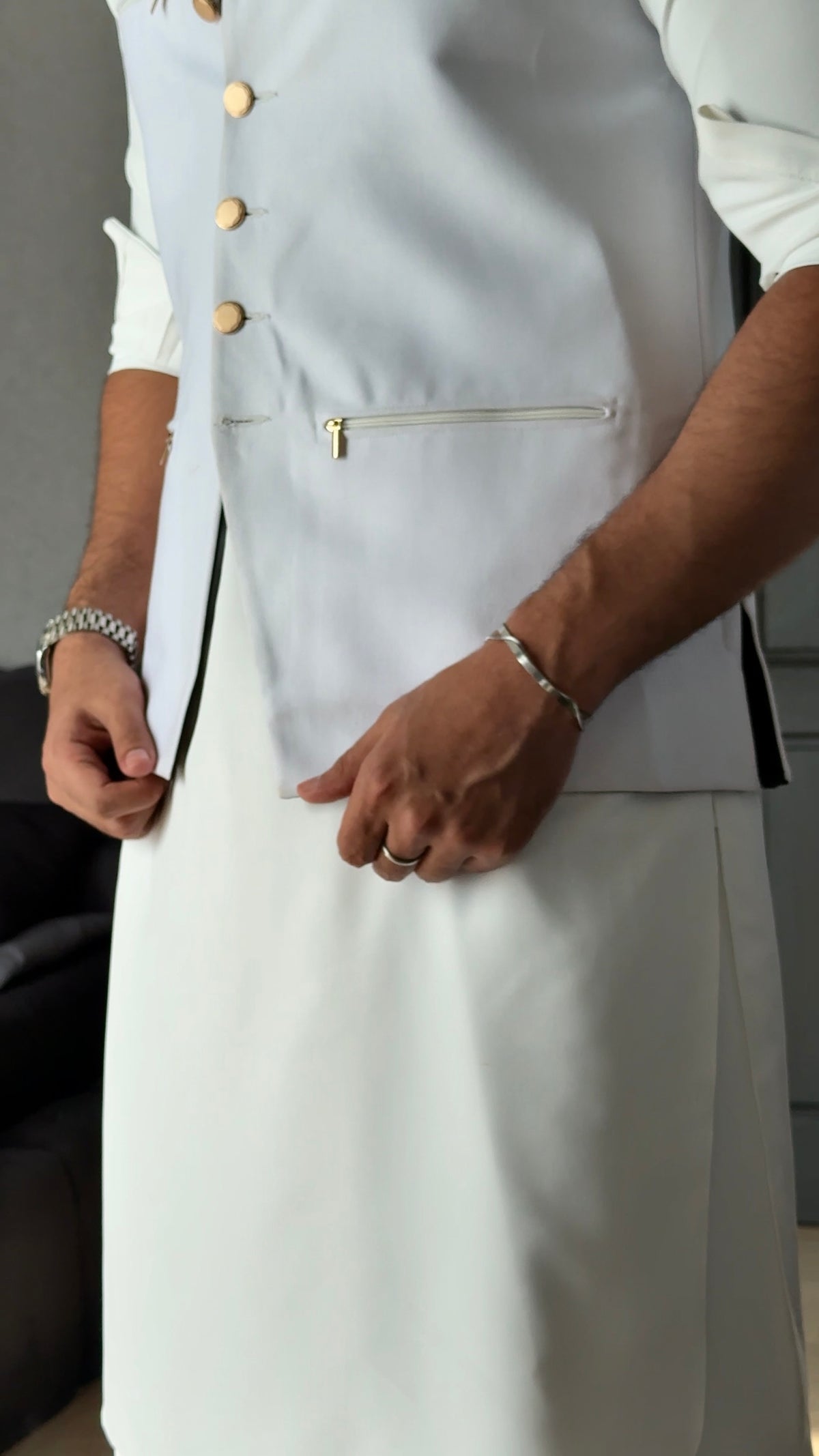 Sahib Signature Black & White Reversible Waistcoat