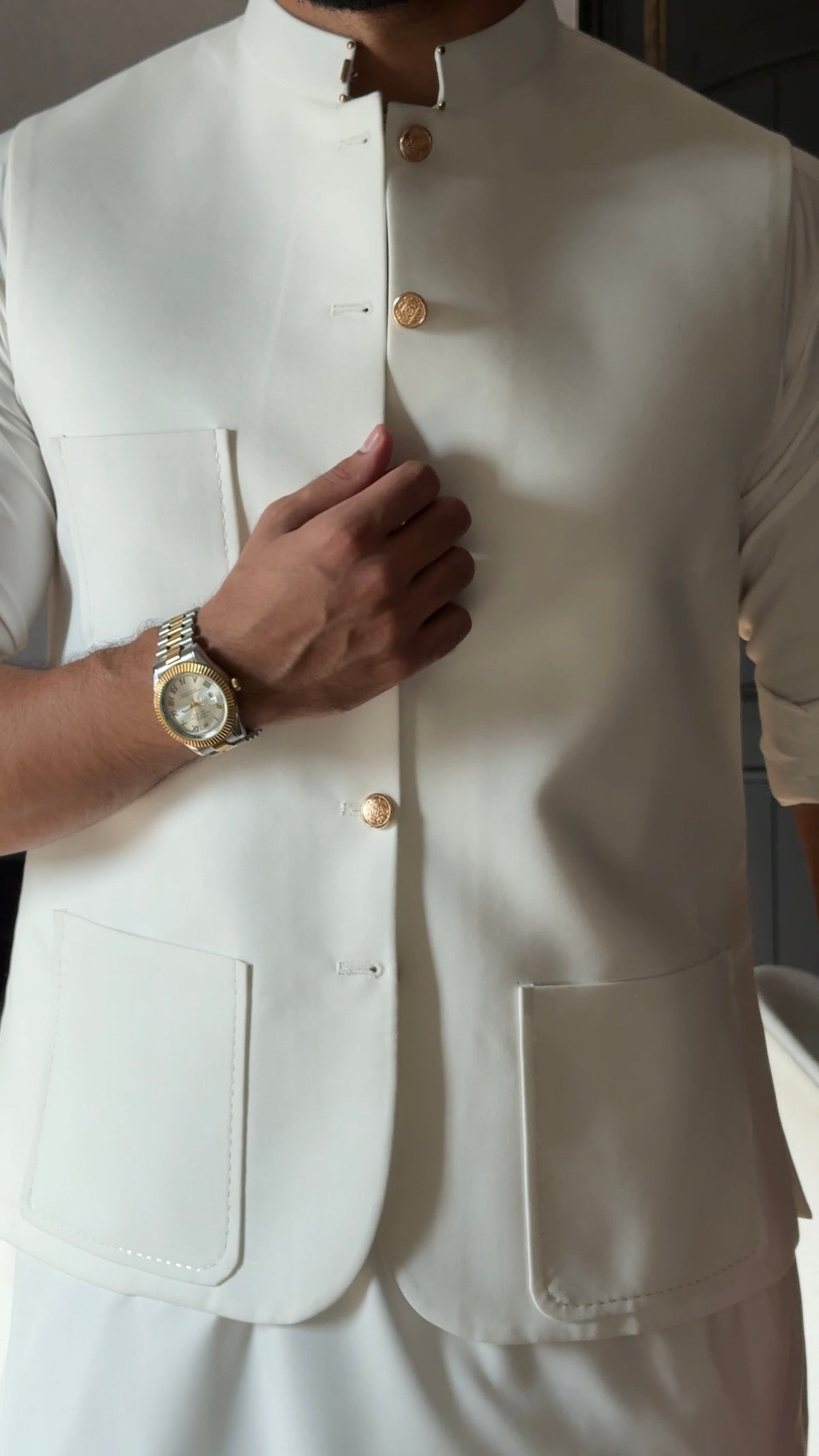 Sahib Signature White Waistcoat & Kameez Shalwar Set